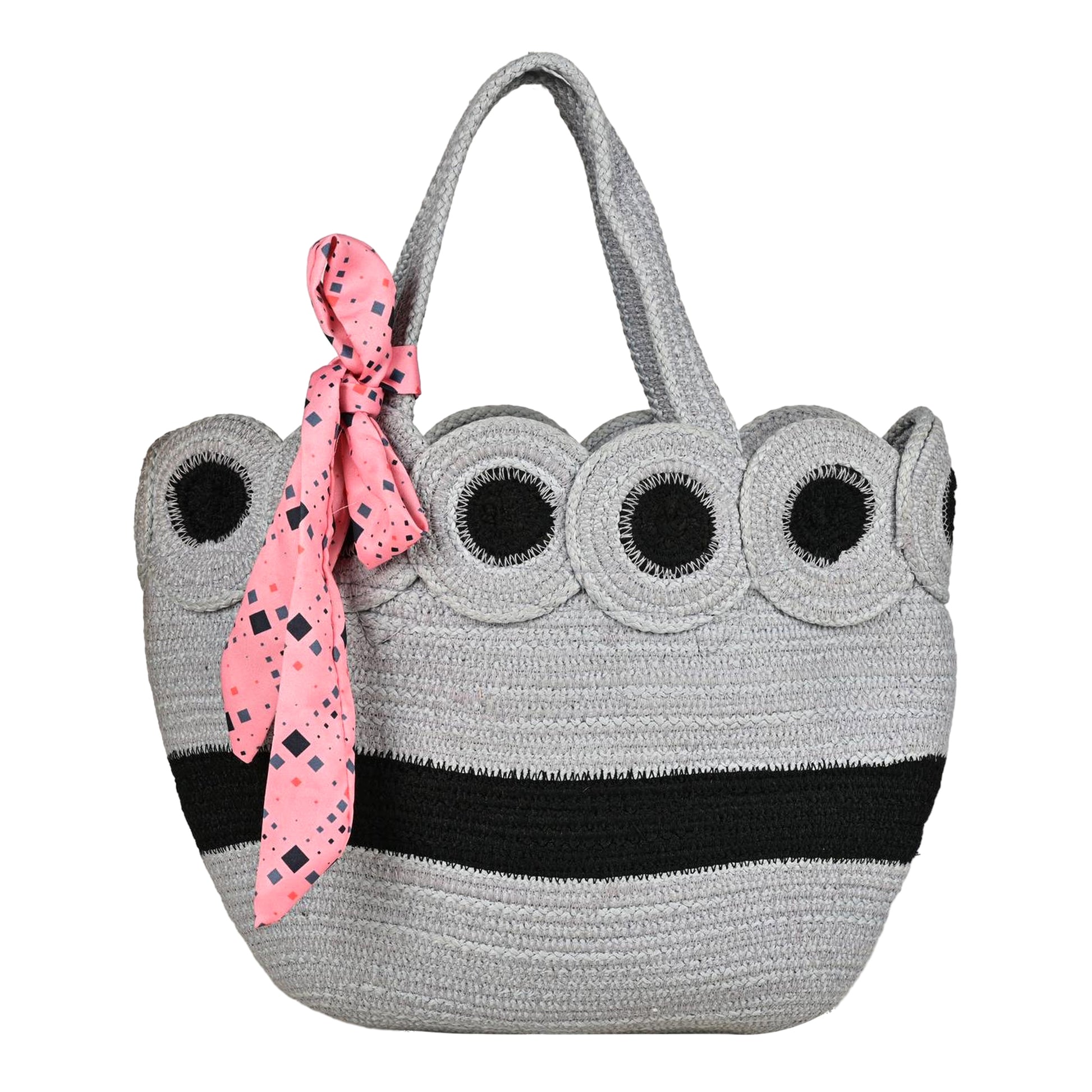 Ensac’s Tote-Plates Juterope Tote bag for Women/Girls-JUTEROPE-TOTE-PLATES-BLKGREY