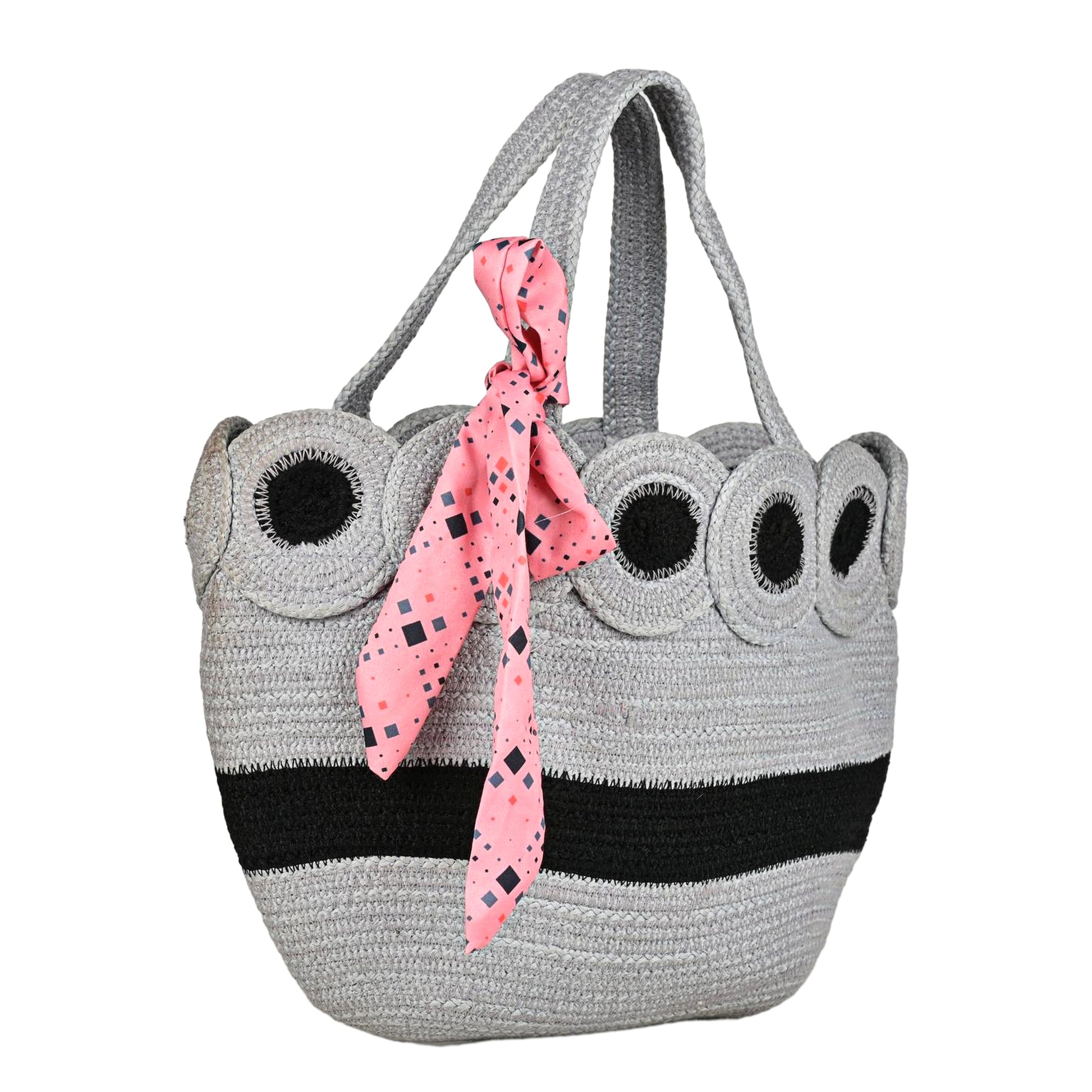 Ensac’s Tote-Plates Juterope Tote bag for Women/Girls-JUTEROPE-TOTE-PLATES-BLKGREY