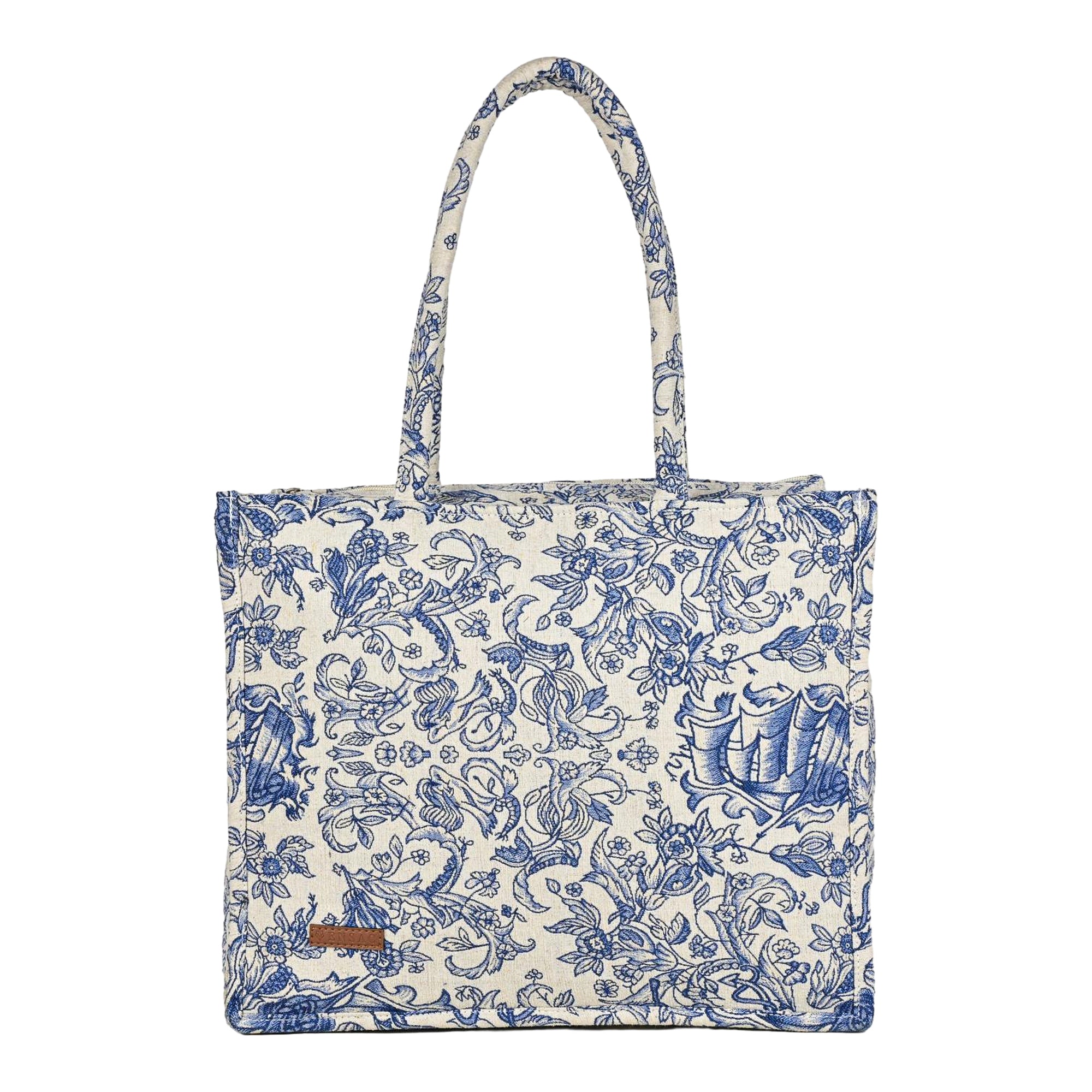 ENSAC cotton Jacquard Blue Tote bag for women & girls