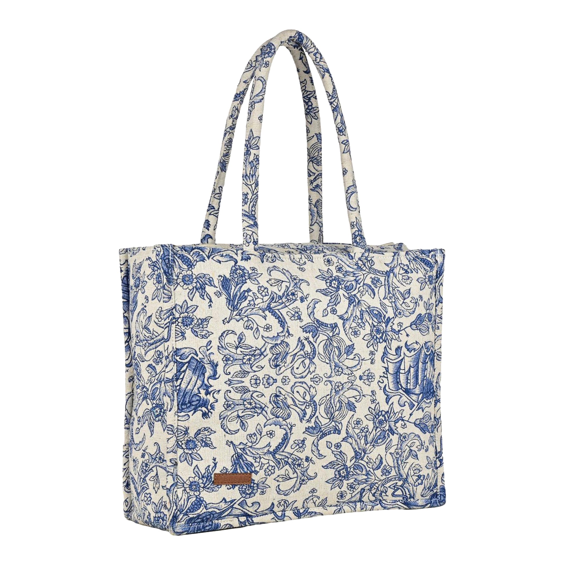 ENSAC cotton Jacquard Blue Tote bag for women & girls