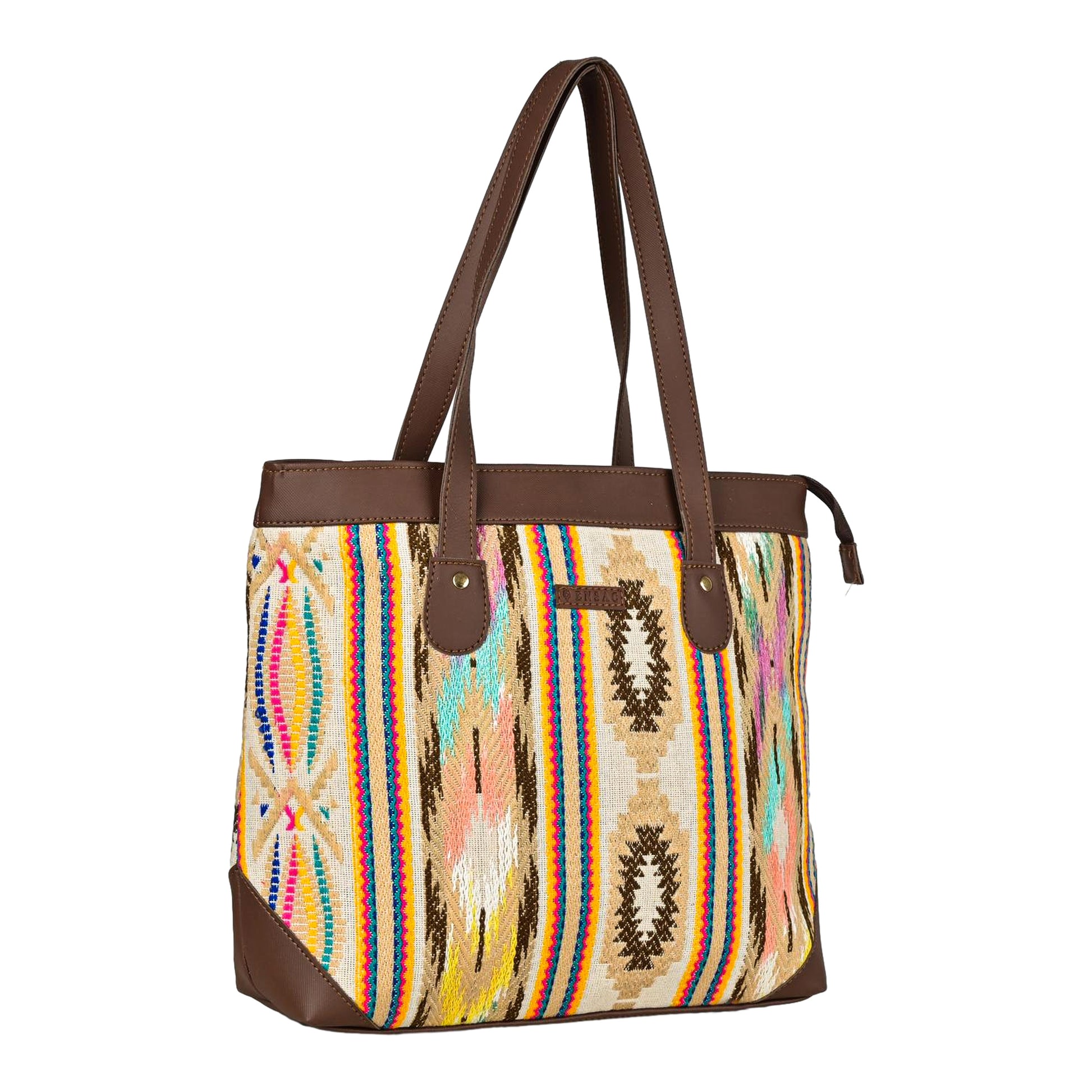 Ensac Elegant Tote Bag for Women | Elegant Ethnic Style, Spacious & Lightweight TOTE-FIREWORK-YLW-1