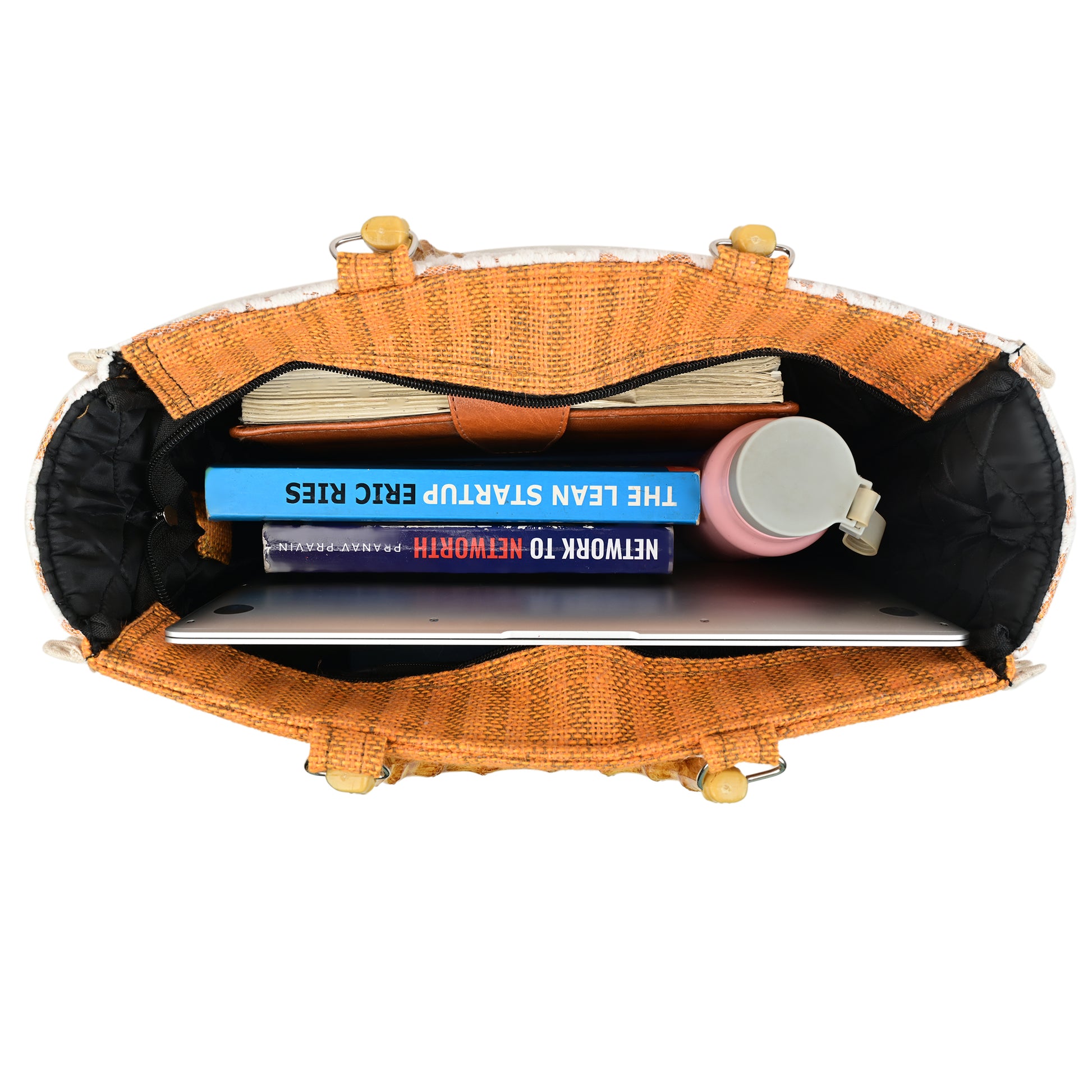 Ensac Women Handcrafted Lace Bag | Premium Fabric, Bamboo Grip & Fresh Look Design