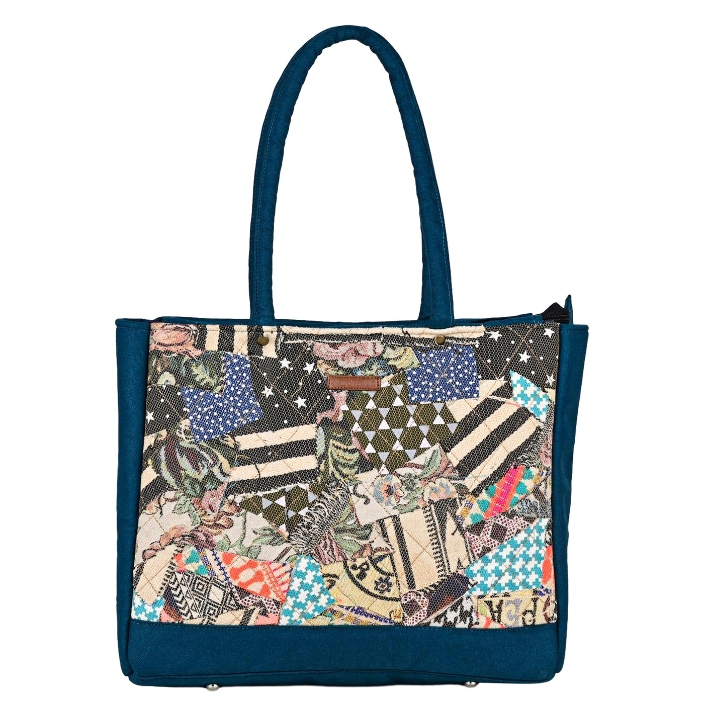 ENSAC Cotton Canvas Fusion style Blue Tote bag for women & Girls