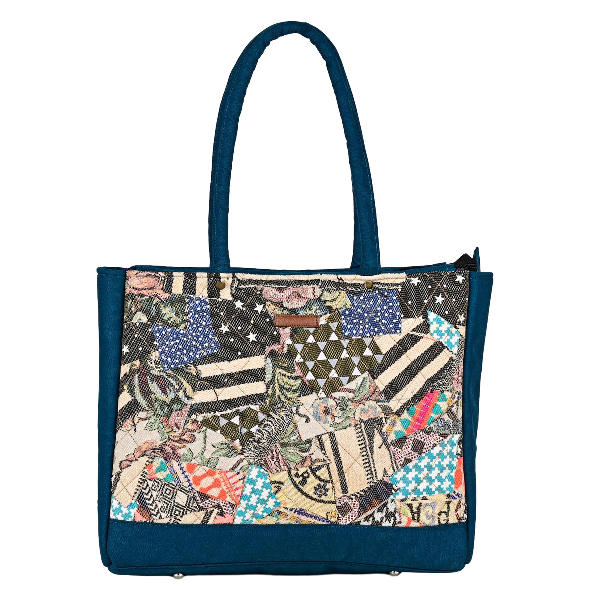 ENSAC Cotton Canvas Fusion style Blue Tote bag for women & Girls