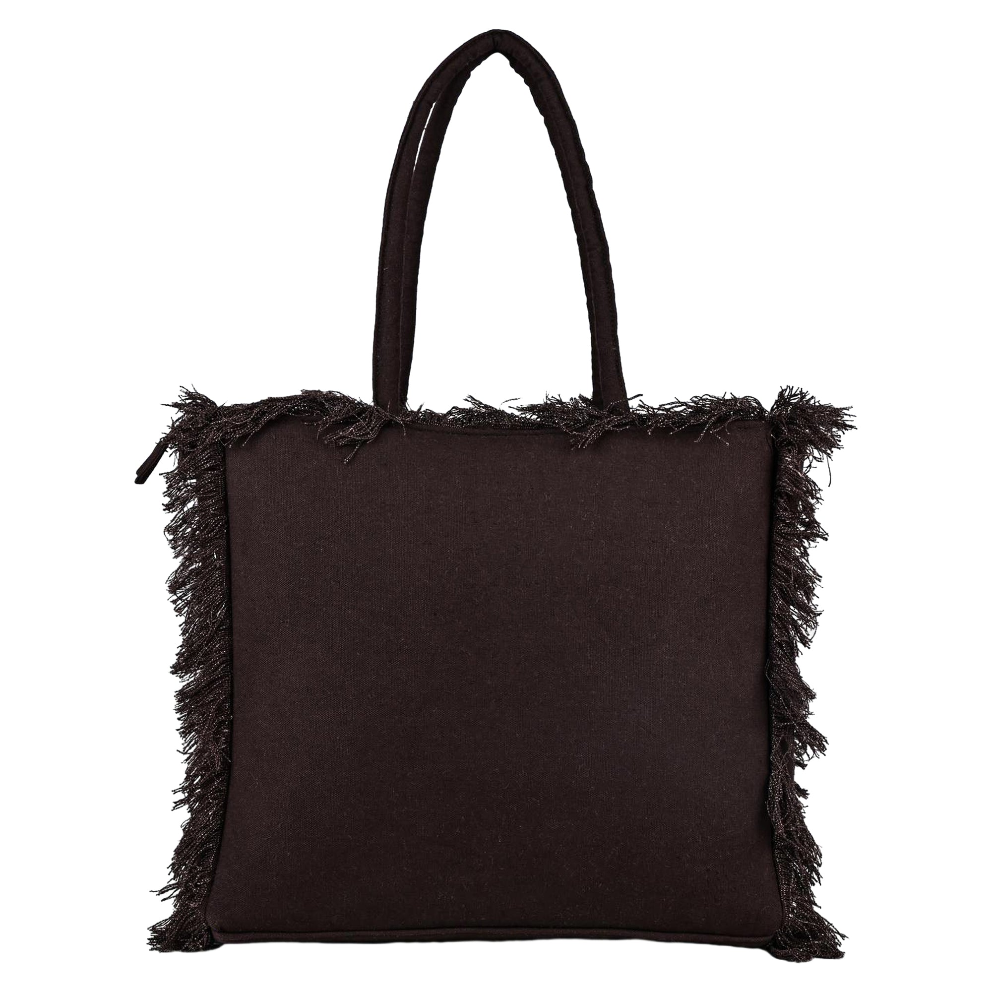 Ensac Women’s Heart Design Fringe Bag | Jacquard Fabric Carry Bag for Daily Style TOTE-JUTEHEART-REDBLK-1
