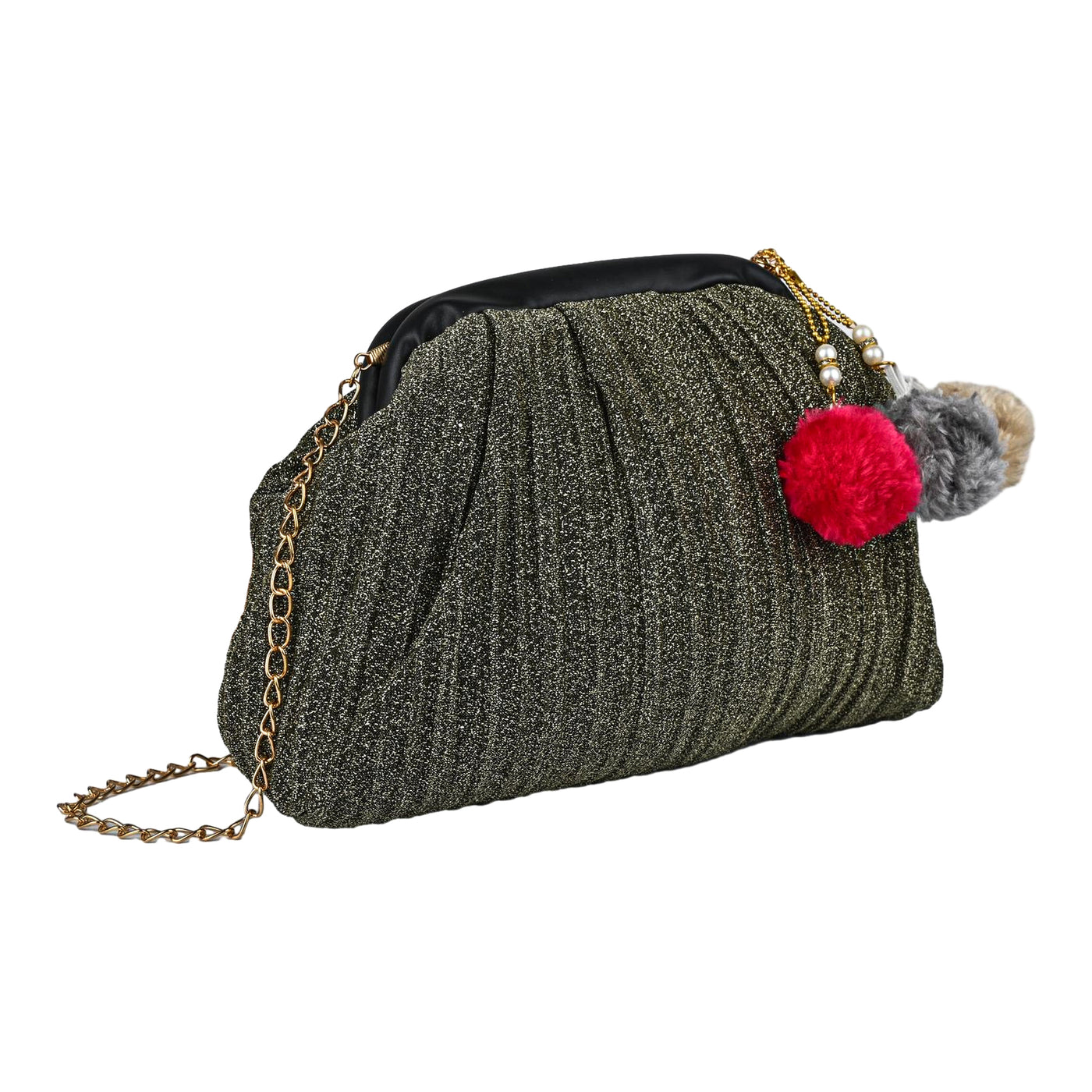 ENSAC Women's Pleated Clutch Bag | Handbag in Textured Synthetic Fabric – Stylish Party Purse