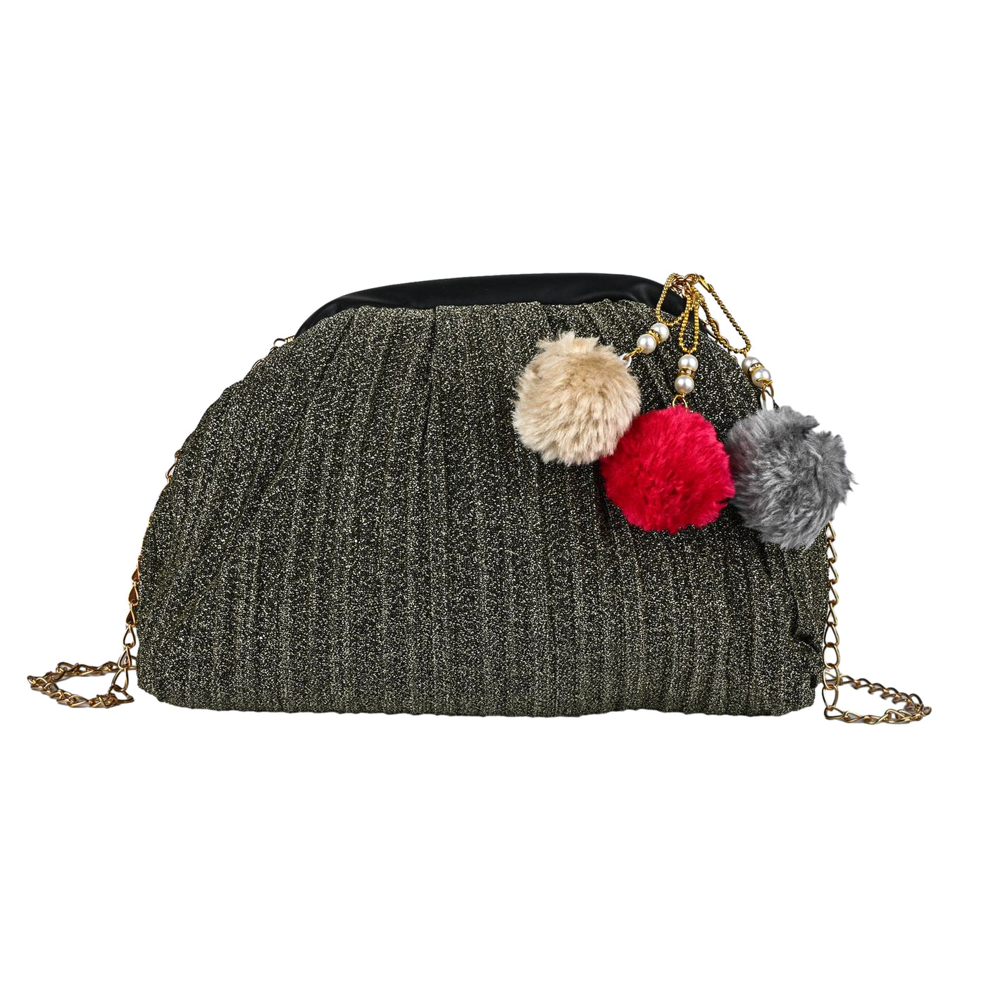 ENSAC Women's Pleated Clutch Bag | Handbag in Textured Synthetic Fabric – Stylish Party Purse