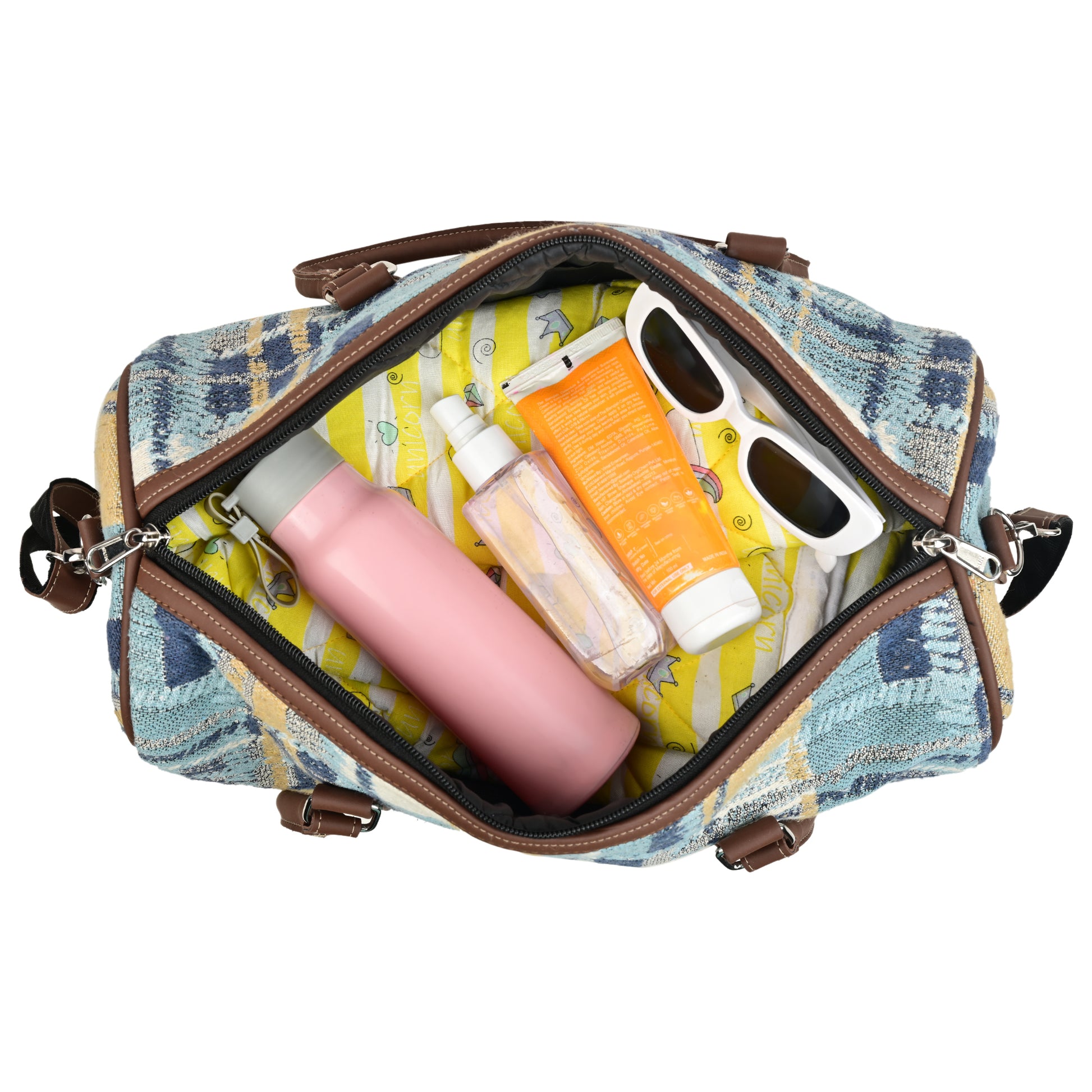 Cotton/Jacquard Travelling Duffel Bags for Men and Women