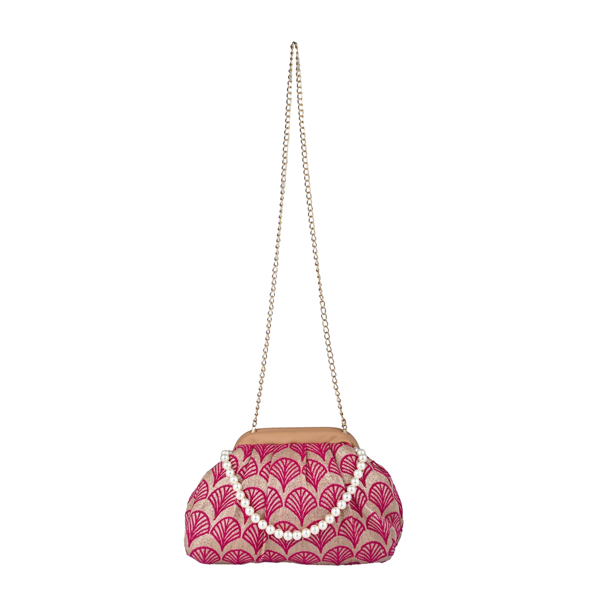 ENSAC Women's Pleated Clutch Bag | Handbag in Textured Synthetic Fabric – Stylish Party Purse