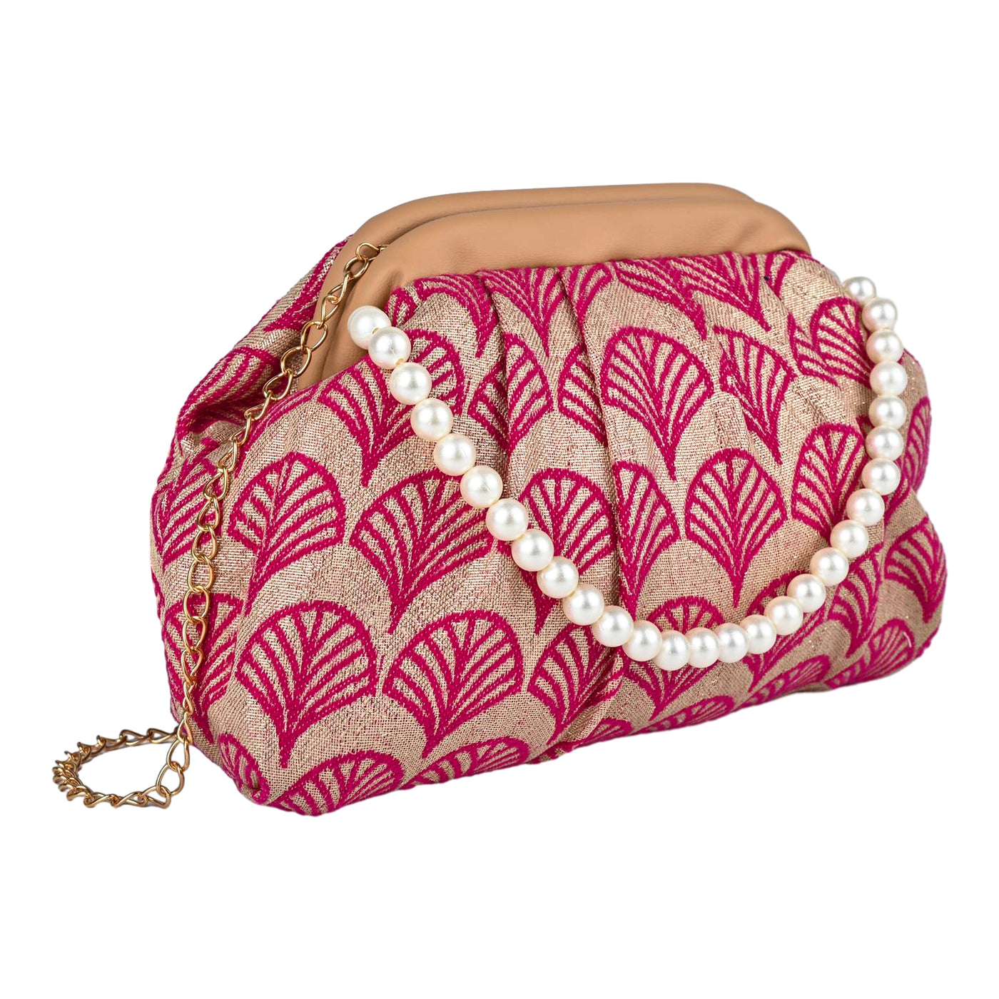 ENSAC Women's Pleated Clutch Bag | Handbag in Textured Synthetic Fabric – Stylish Party Purse