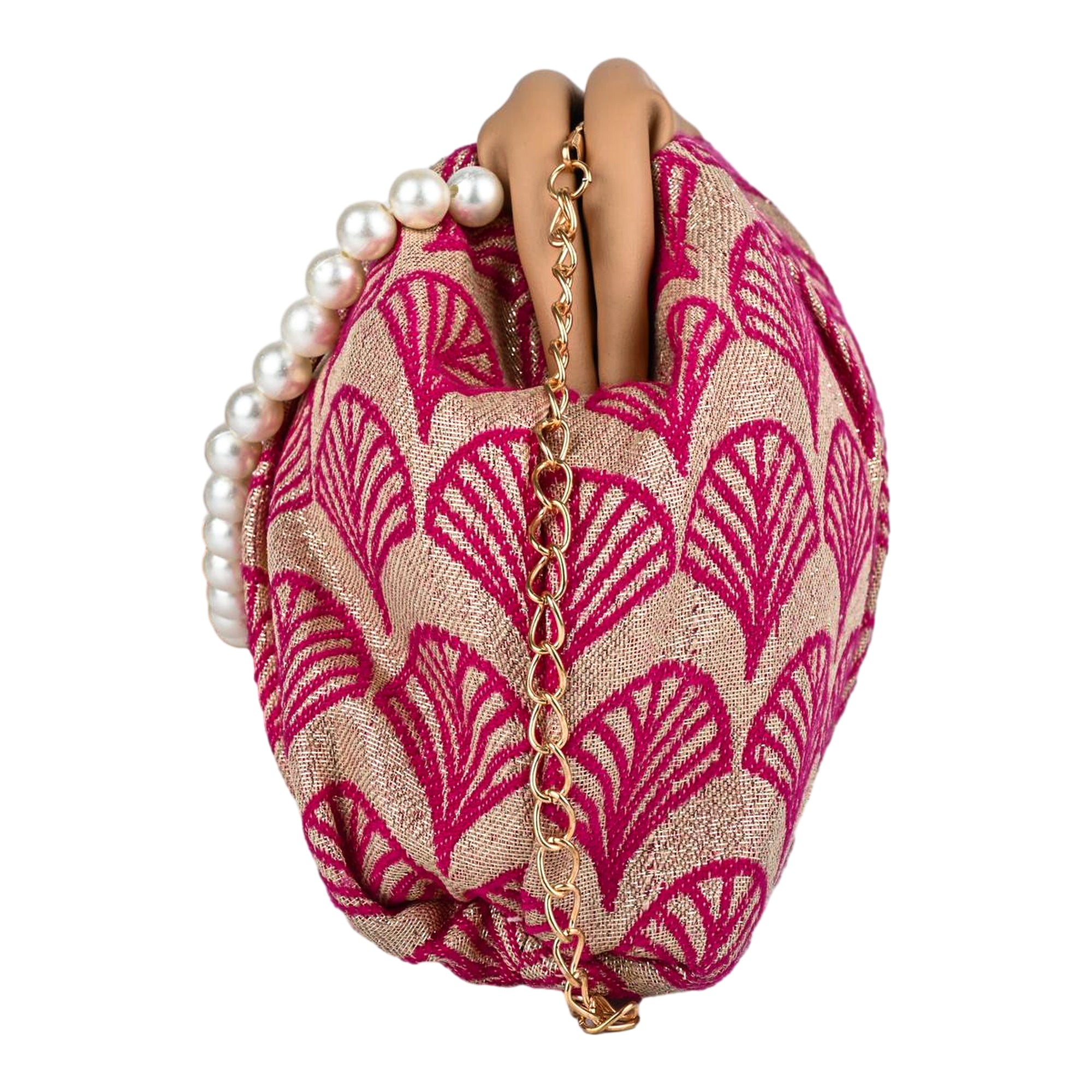 ENSAC Women's Pleated Clutch Bag | Handbag in Textured Synthetic Fabric – Stylish Party Purse