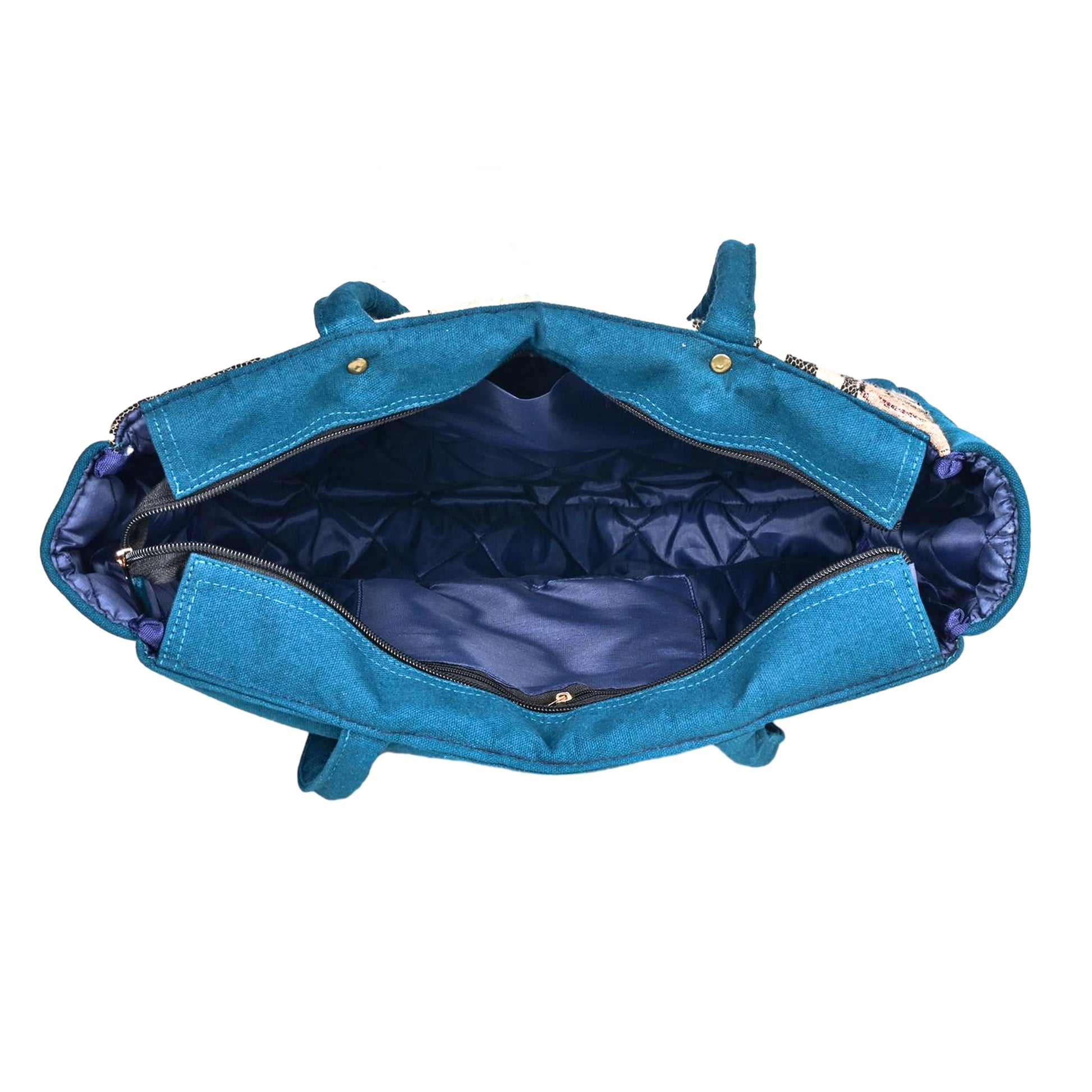 ENSAC Cotton Canvas Fusion style Blue Tote bag for women & Girls