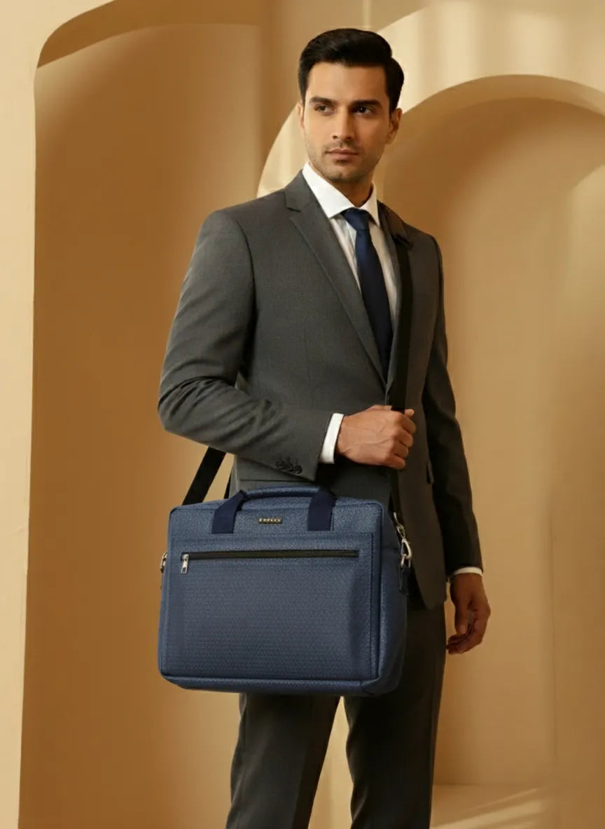 ENSAC Elegant Blue Laptop Messenger Bag for Men | Professional Office Briefcase