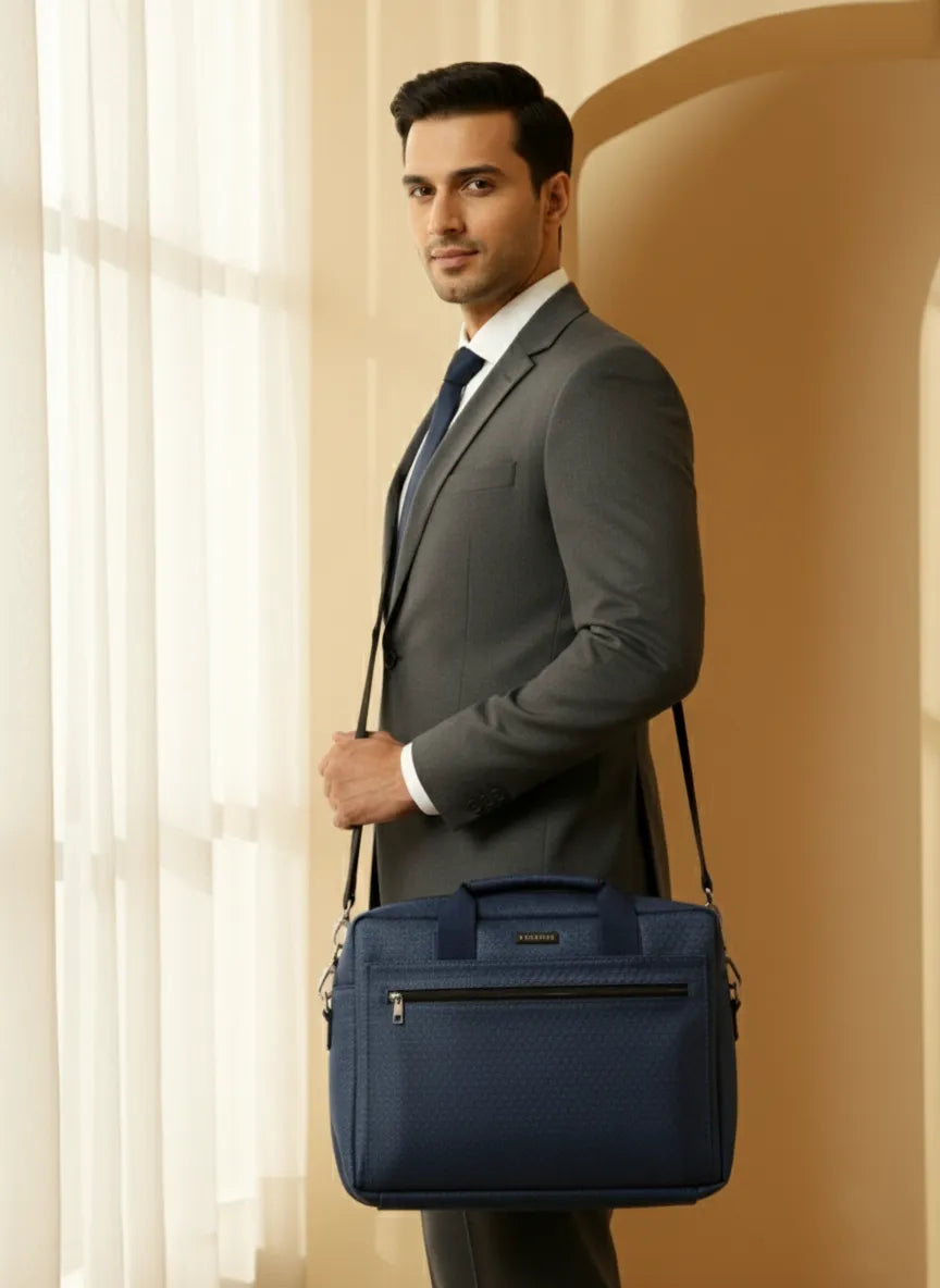 ENSAC Elegant Blue Laptop Messenger Bag for Men | Professional Office Briefcase
