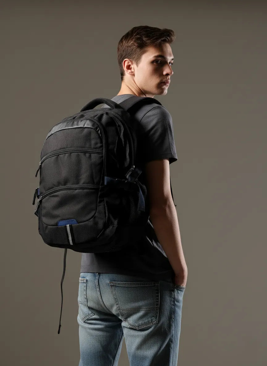 ULTRA Black Everyday Backpack with Blue Accents for Men
