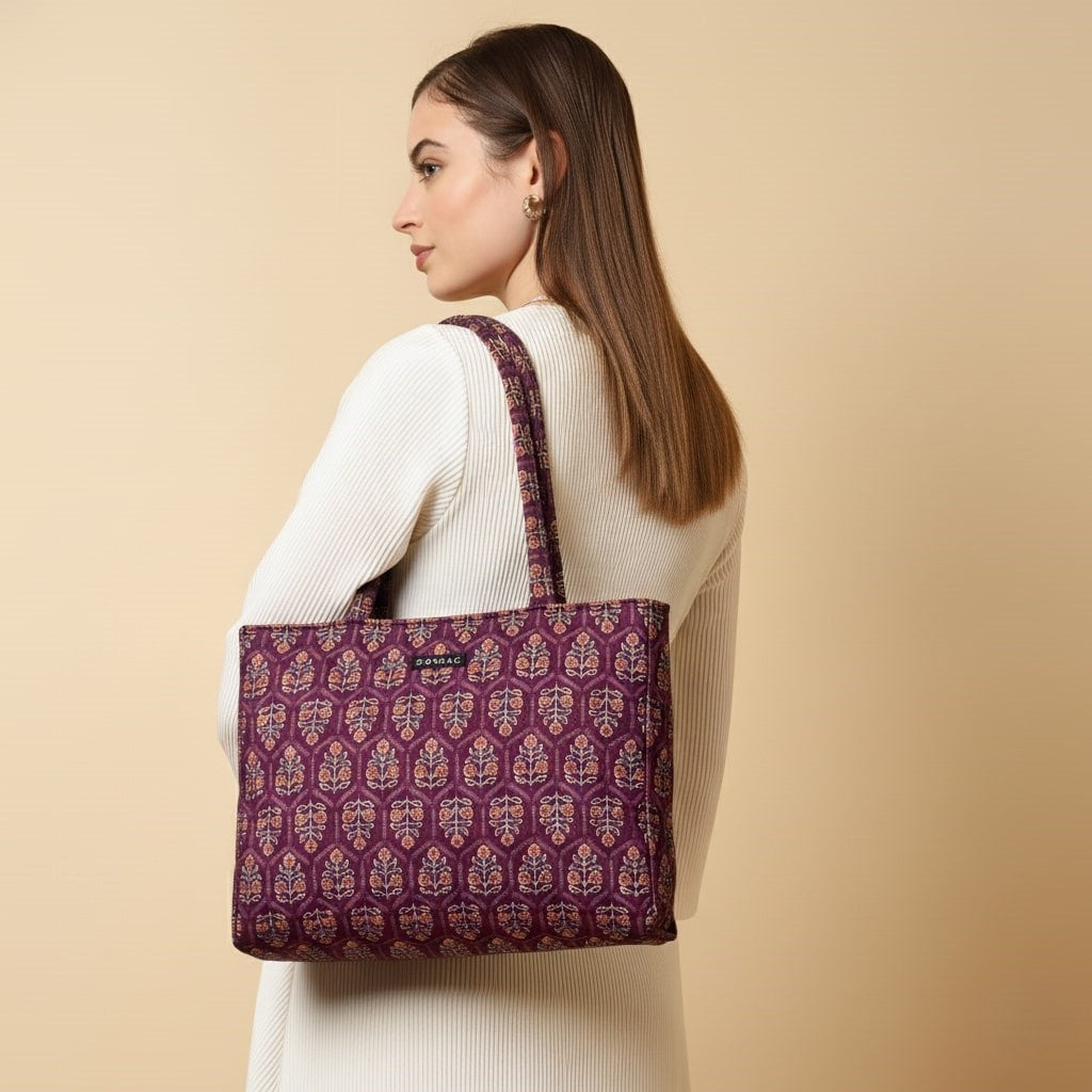 ENSAC Stamp Purple Small Printed Tote Bag – Compact, Stylish & Everyday Friendly