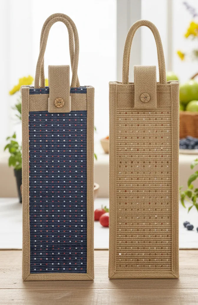 Ensac Jute Bottle Bag Combo – Pack of 2