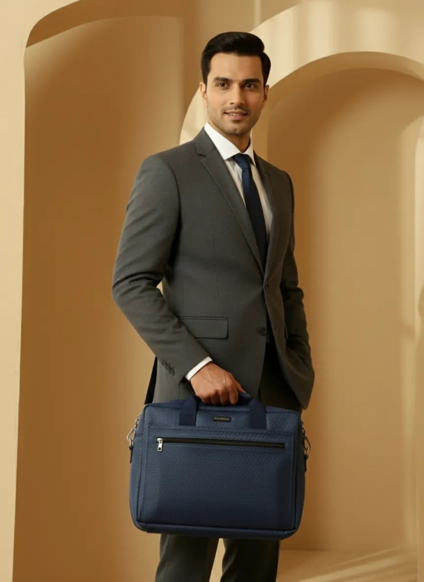 ENSAC Elegant Blue Laptop Messenger Bag for Men | Professional Office Briefcase