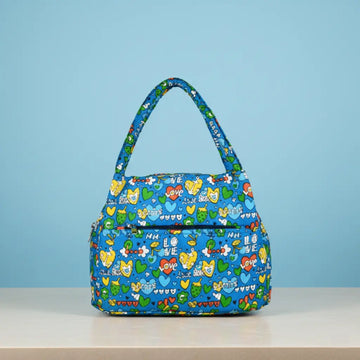 Blue Heart Print Insulated Lunch Bag