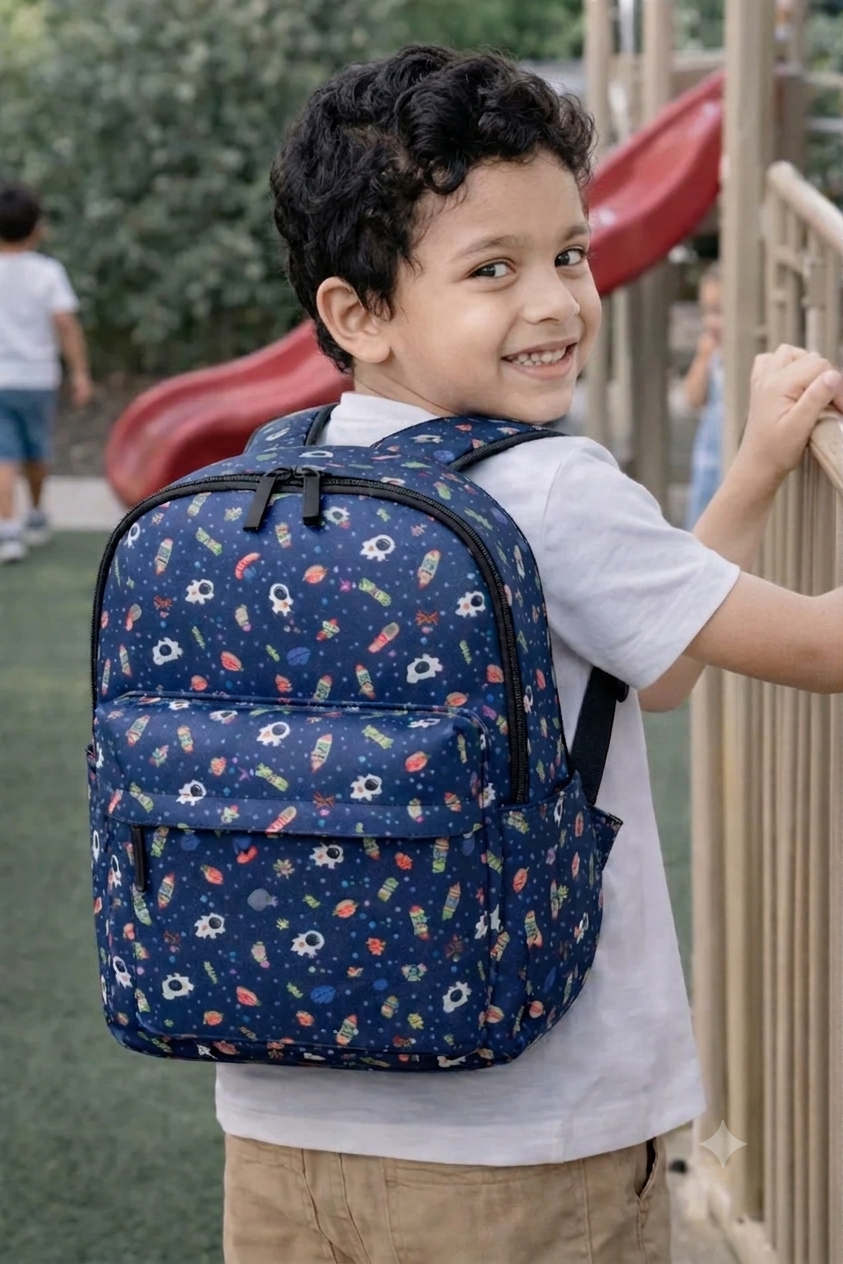 Kids  Blue Backpack | Space Printed School & Daily Use Bag
