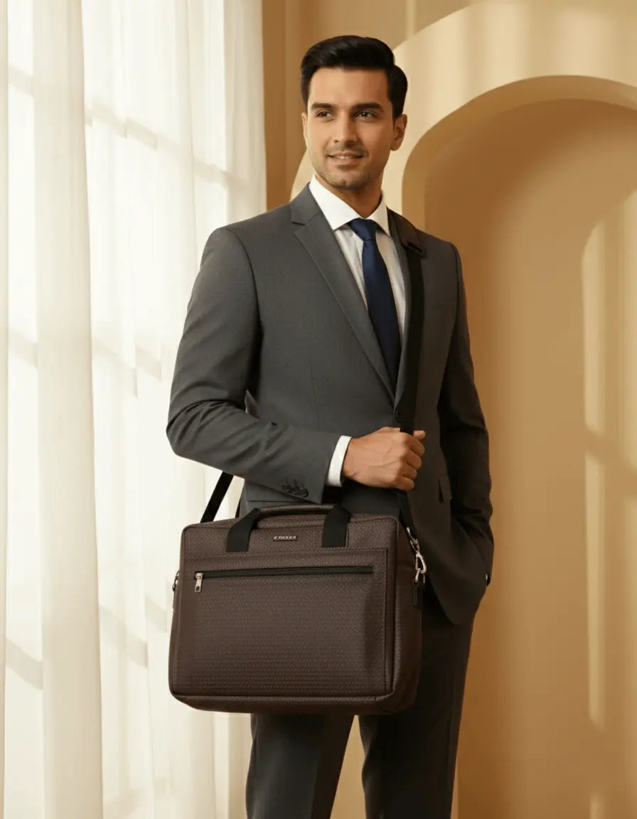 Elegant Brown Laptop Briefcase for Men - Professional & Durable