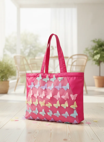 Women Butterfly Design Tote Bag | Stylish Shoulder Shopping Bag for Girls | Casual Handbag for Travel, College & Daily Use ensacworld