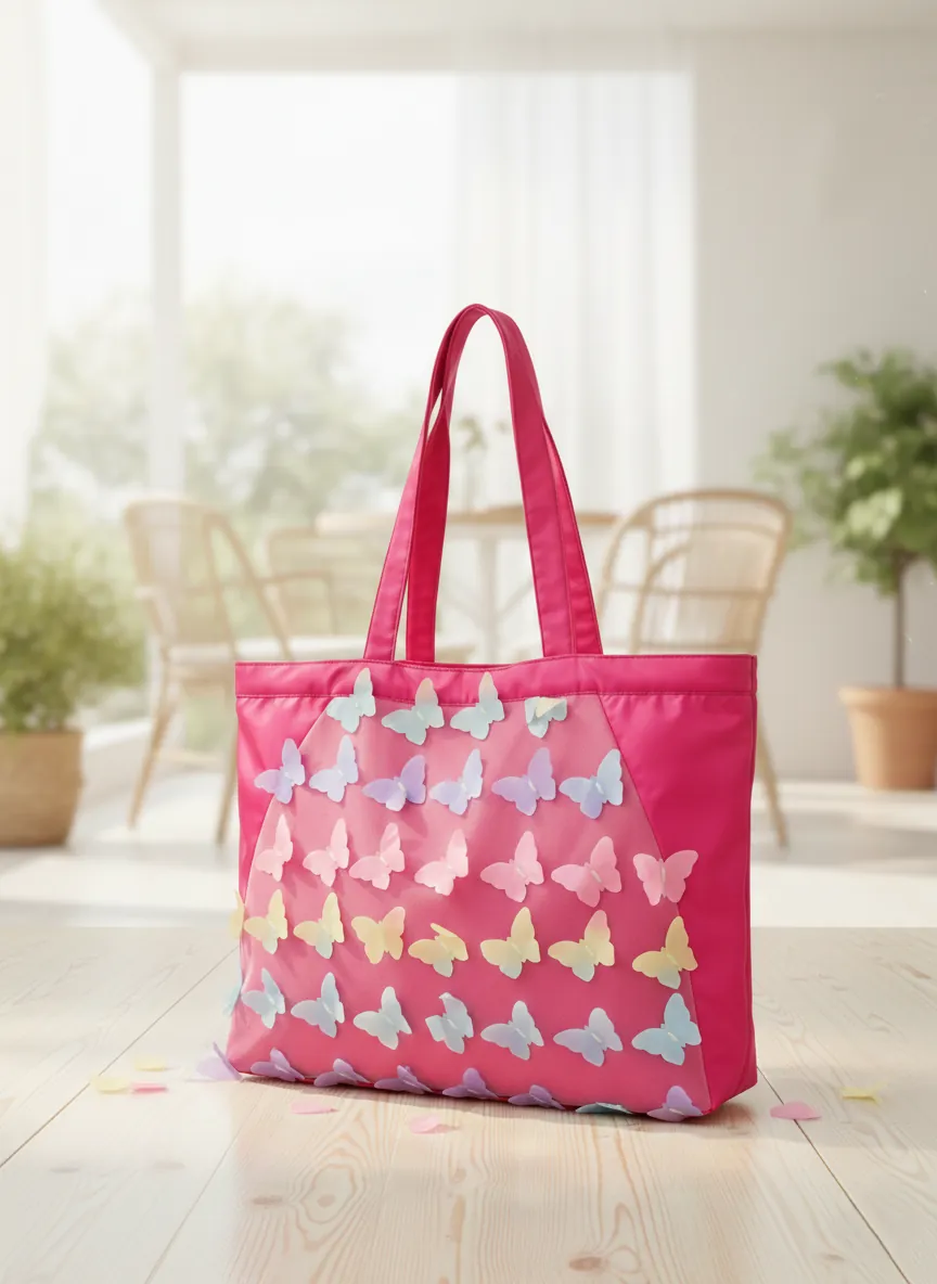 Women Butterfly Design Tote Bag | Stylish Shoulder Shopping Bag for Girls | Casual Handbag for Travel, College & Daily Use ensacworld