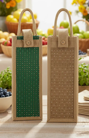 Ensac Jute Bottle Bag Combo – Pack of 2