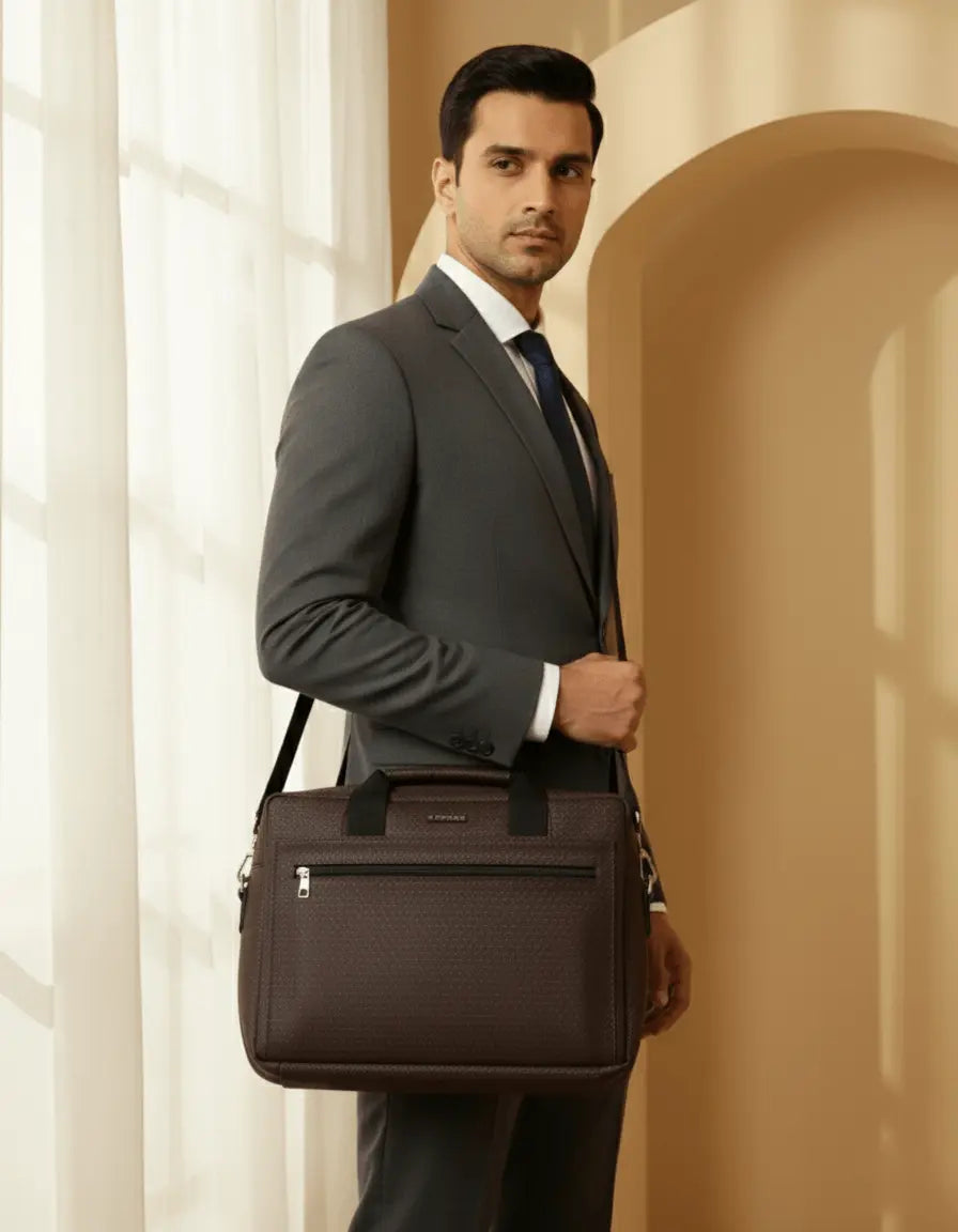 Elegant Brown Laptop Briefcase for Men - Professional & Durable