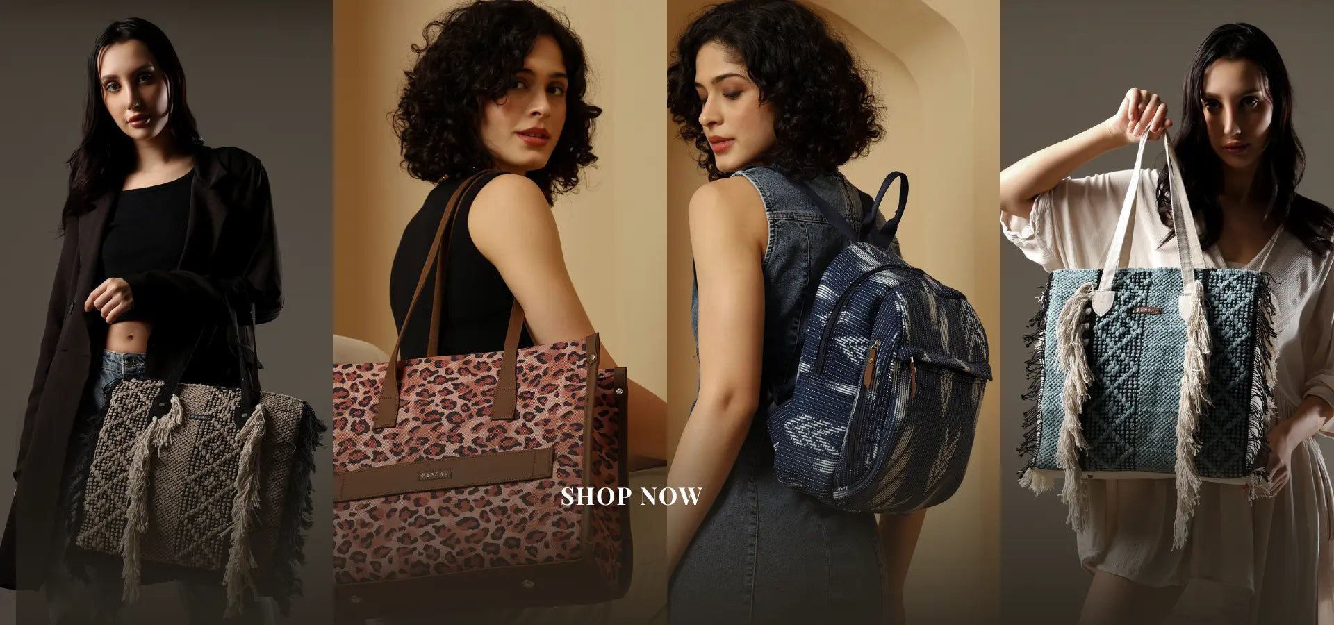 Woman holding a leopard print handbag with a brown strap by ENSACslider_item_yNpGPz