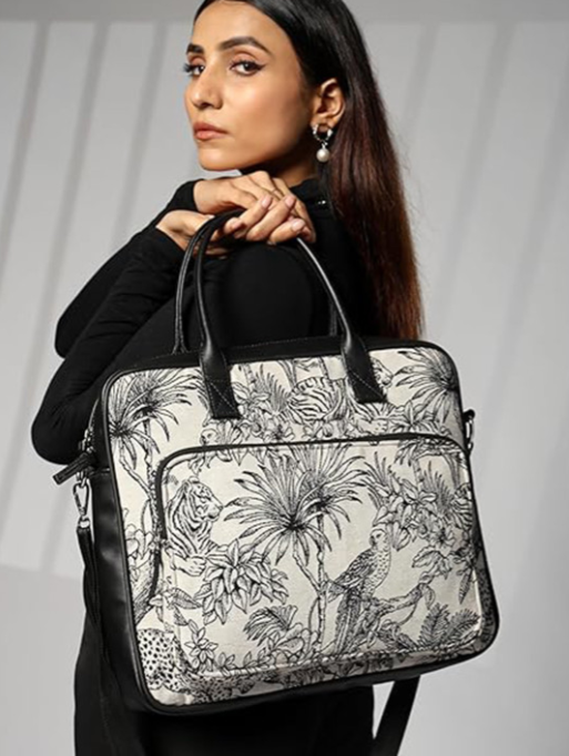 Women’s Forest Print Laptop Sling Bag with Detachable Strap
