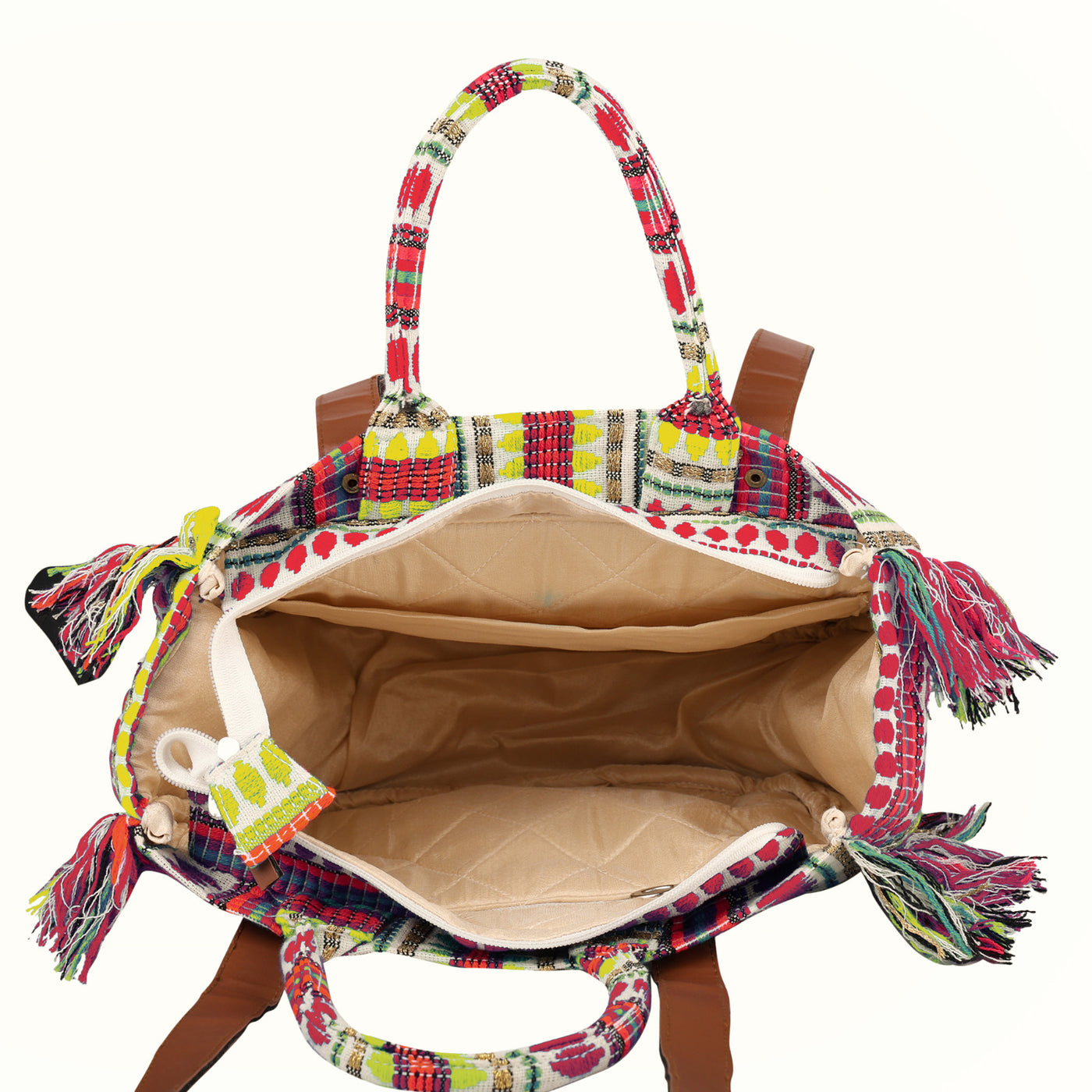 ENSAC cotton Boho Ruffle Style yellow Tote bag for women & girls