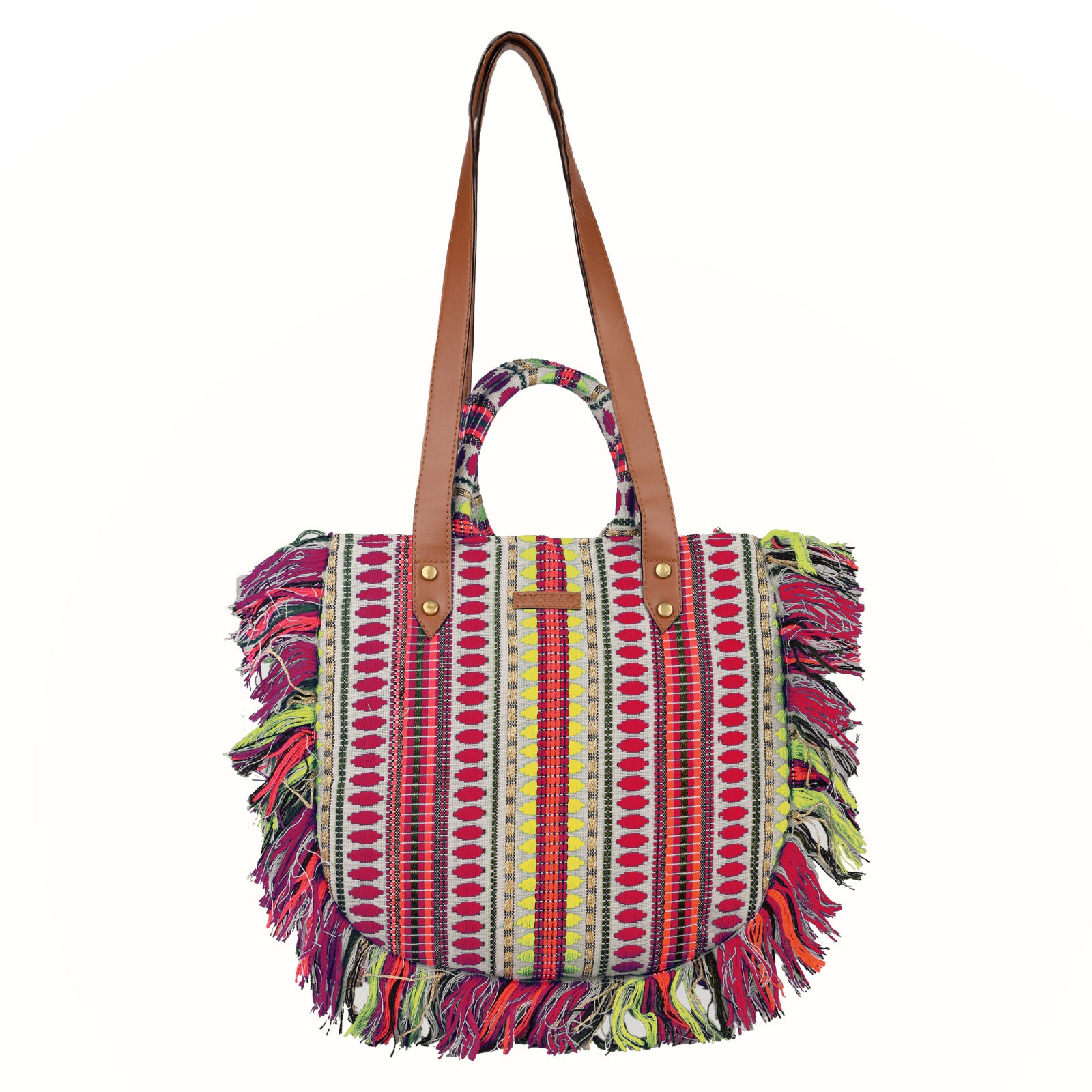 ENSAC cotton Boho Ruffle Style yellow Tote bag for women & girls