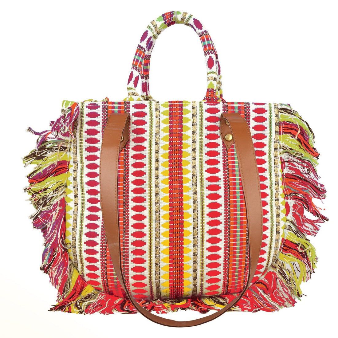 ENSAC cotton Boho Ruffle Style yellow Tote bag for women & girls