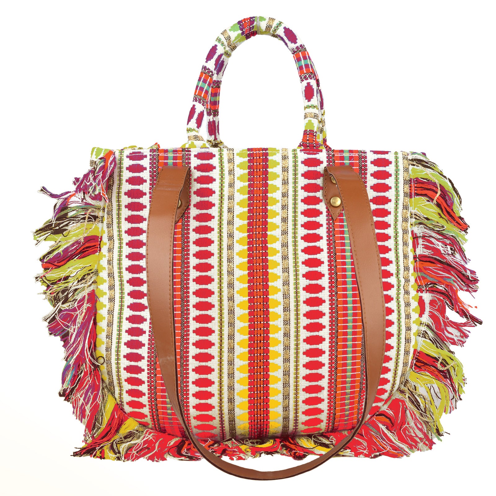 ENSAC cotton Boho Ruffle Style yellow Tote bag for women & girls