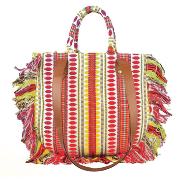 ENSAC cotton Boho Ruffle Style yellow Tote bag for women & girls