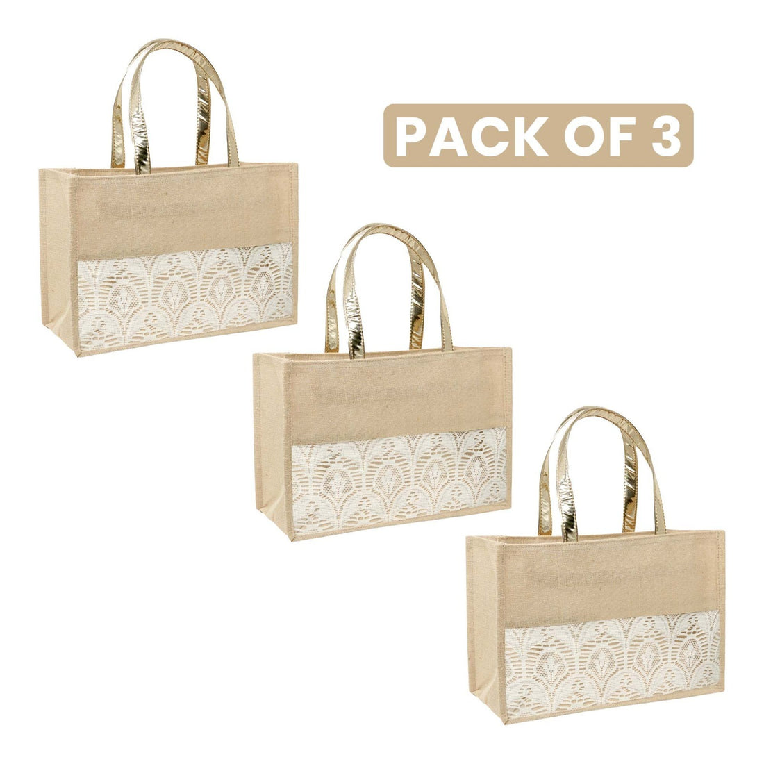 Ensac Eco-Friendly Women Handbag | Premium Jute Tote Bag with Stylish Lace Design