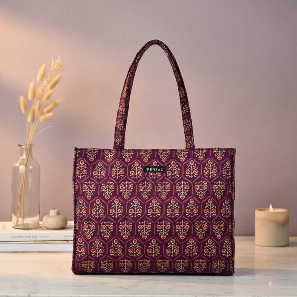 ENSAC Stamp Purple Small Printed Tote Bag – Compact, Stylish & Everyday Friendly