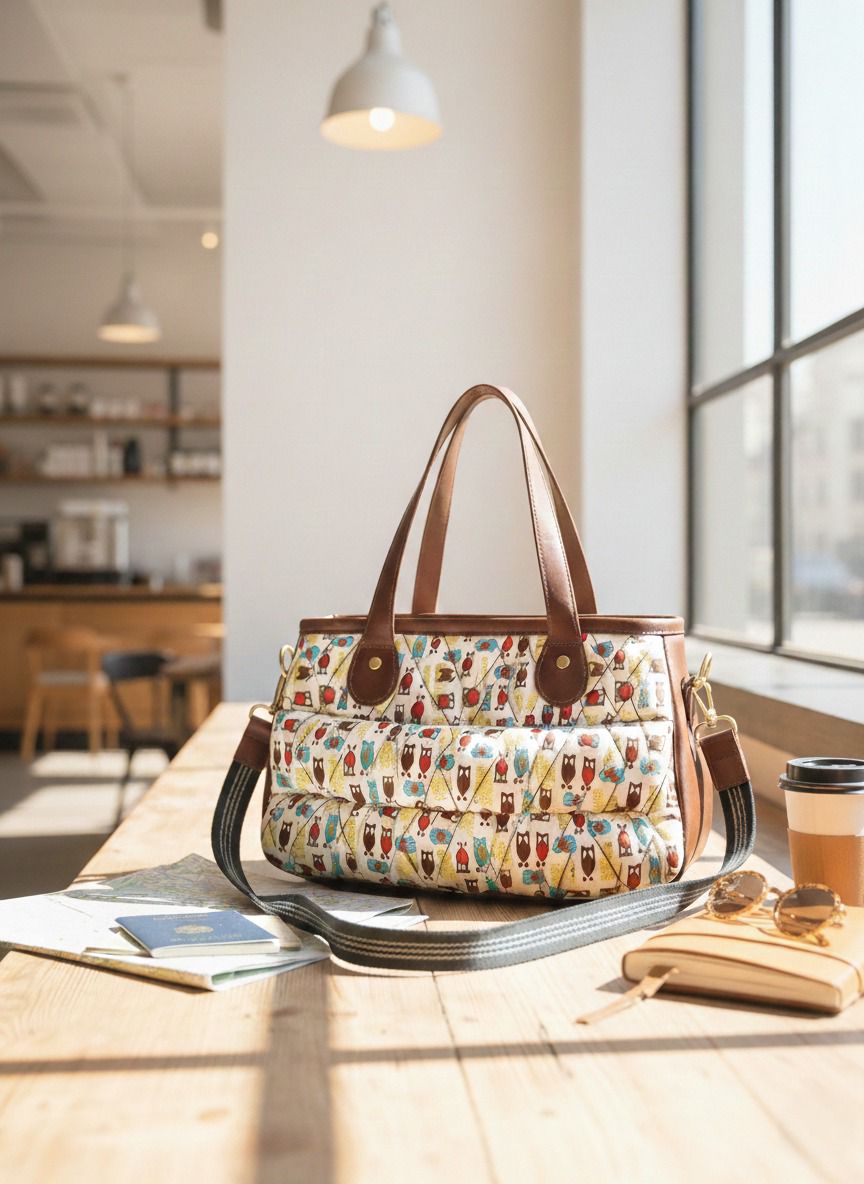 Printed Multi-Utility Travel Tote Bag with Detachable Strap