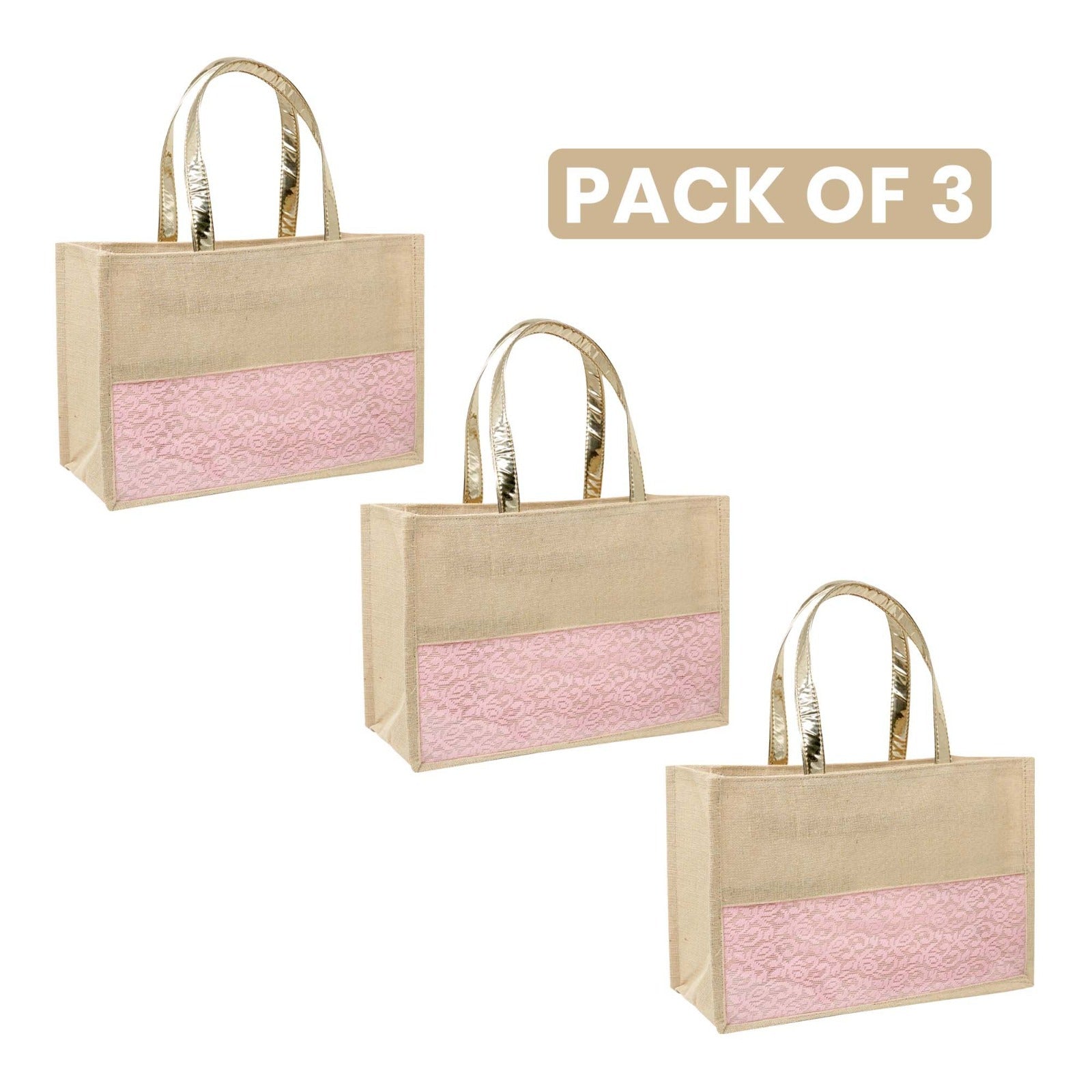 Ensac Eco-Friendly Women Handbag | Premium Jute Tote Bag with Stylish Lace Design