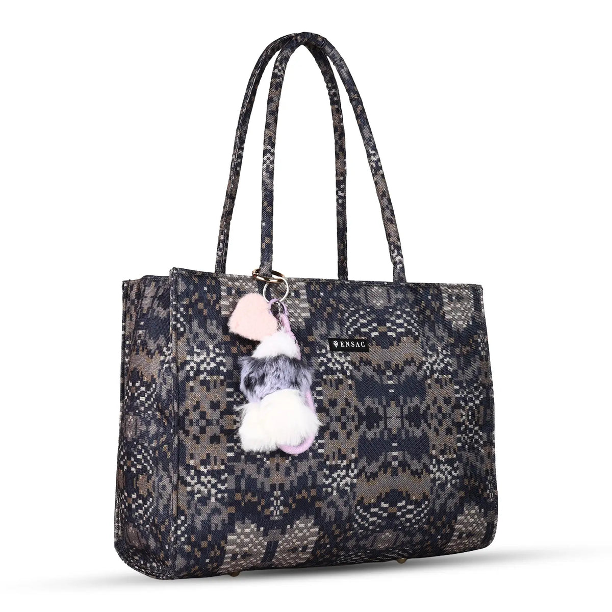 ENSAC Women’s Mini Tote Bag with Printed woven, Zip & Charm