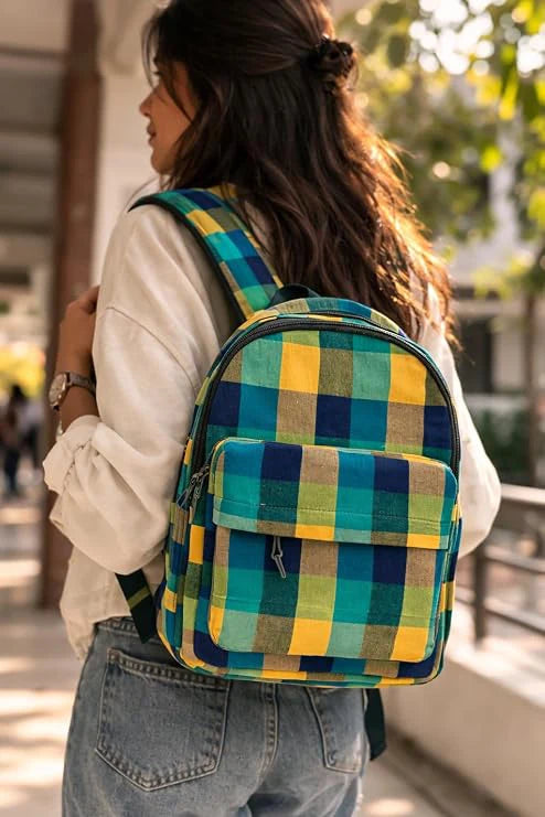 ENSAC Aesthetic Backpacks for College Girl & kids – Jute-Polyester Canvas & Corduroy Laptop Backpack