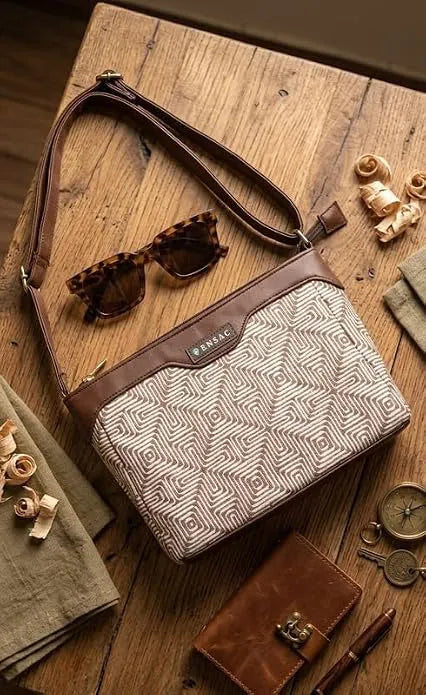 ENSAC Women's Ethnic Sling Bag – Printed Satin Silk Crossbody Bag