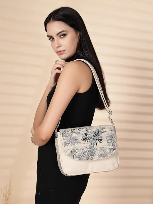 A Compact Canvas Flap Sling Bag