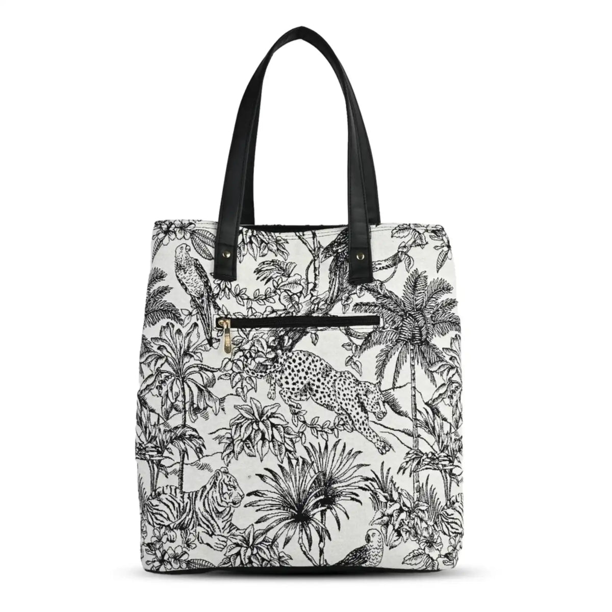 ENSAC Multi Compartment Tote Bag for Women | Floral & Giraffe Forest Printed Shoulder Bag