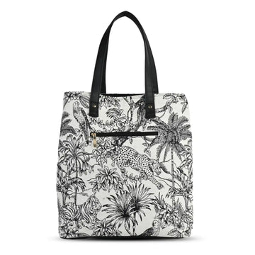 ENSAC Multi Compartment Tote Bag for Women | Floral & Giraffe Forest Printed Shoulder Bag