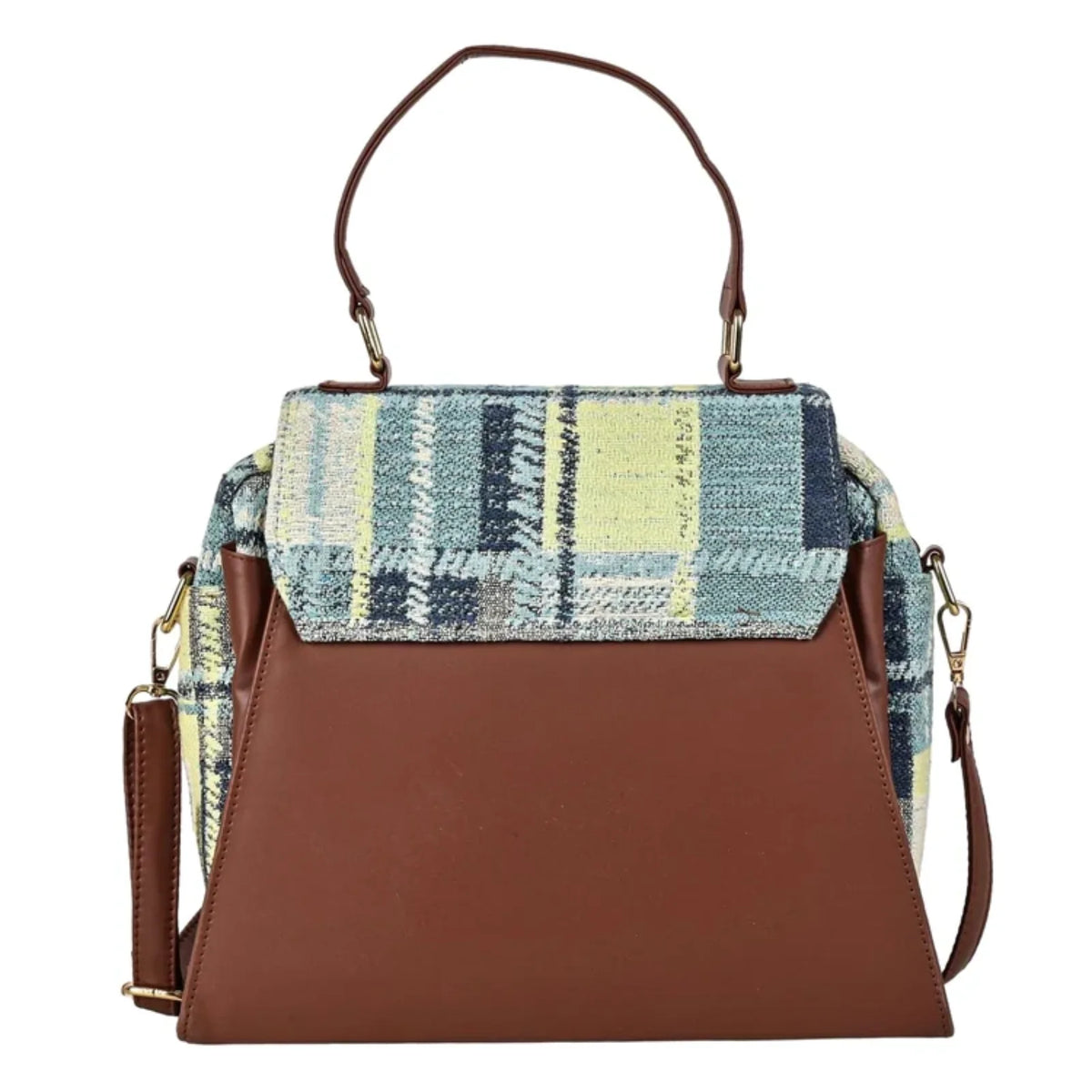 ENSAC Women's Plaid Woven Crossbody Sling Bag with Top Handle