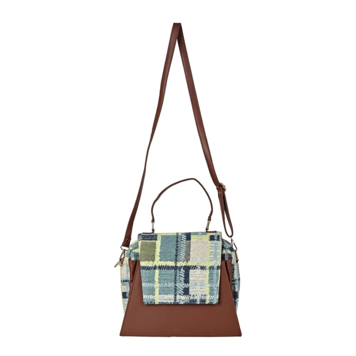 ENSAC Women's Plaid Woven Crossbody Sling Bag with Top Handle