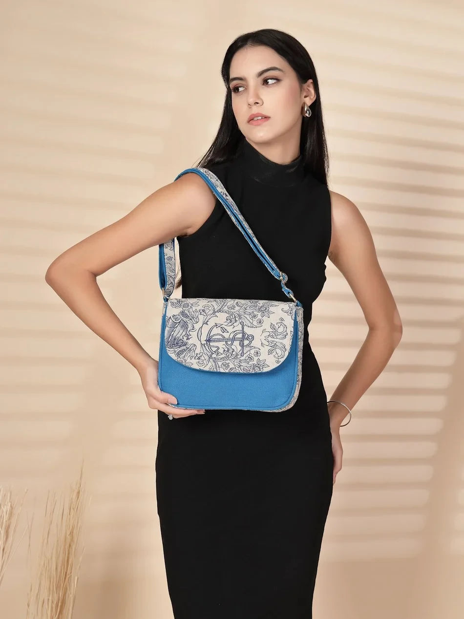 ENSAC Flap Sling Bag – Printed Canvas Crossbody Bag for Women