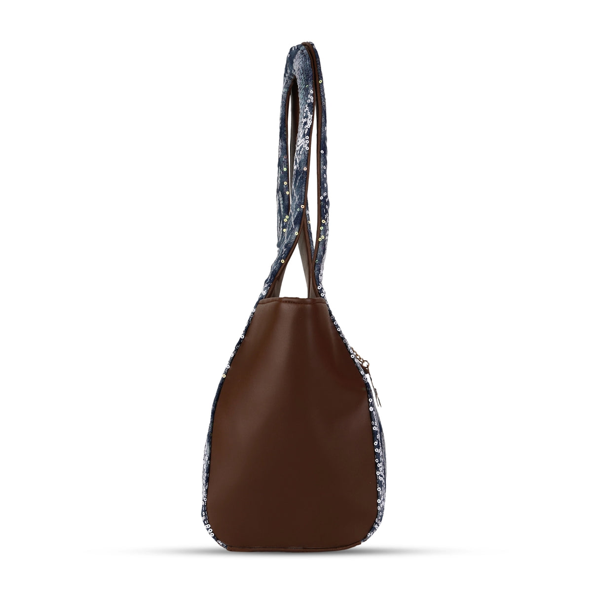 ENSAC Women's Sequin Embellished Denim Shoulder Hobo Bag – Bluestone with Deer Charm